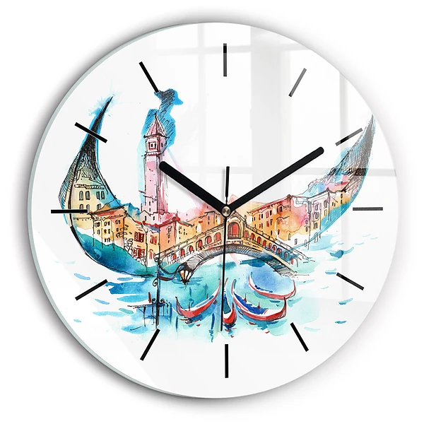 Wanduhr rund mit motiv Italien - Die venezianische Gondel