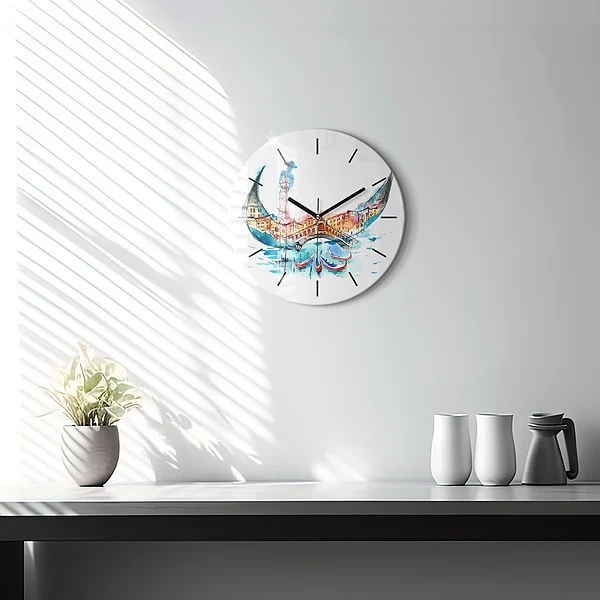 Wanduhr rund mit motiv Italien - Die venezianische Gondel