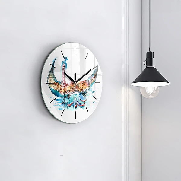 Wanduhr rund mit motiv Italien - Die venezianische Gondel
