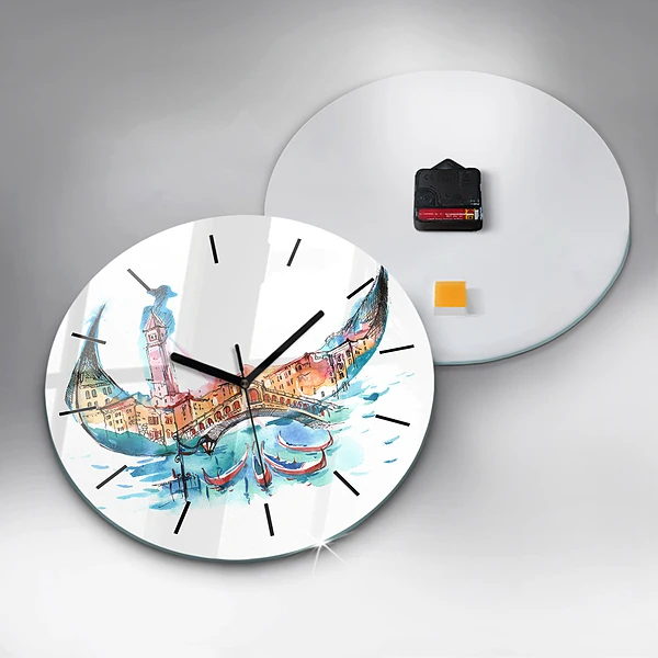 Wanduhr rund mit motiv Italien - Die venezianische Gondel