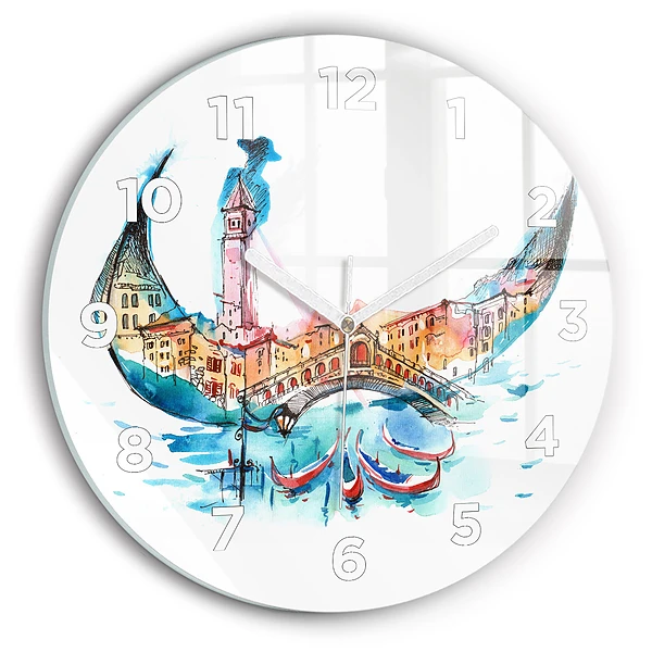 Wanduhr rund mit motiv Italien - Die venezianische Gondel
