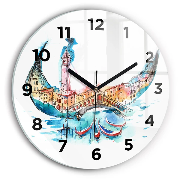 Wanduhr rund mit motiv Italien - Die venezianische Gondel