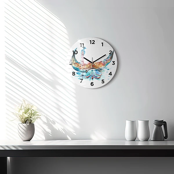 Wanduhr rund mit motiv Italien - Die venezianische Gondel