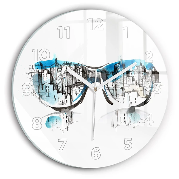 Wanduhr rund Die Stadt im Glas