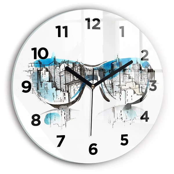 Wanduhr rund Die Stadt im Glas