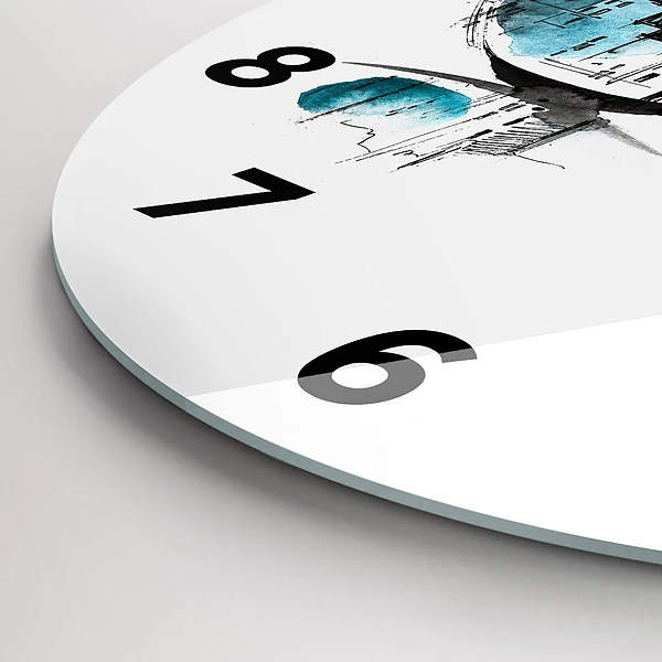Wanduhr rund Die Stadt im Glas