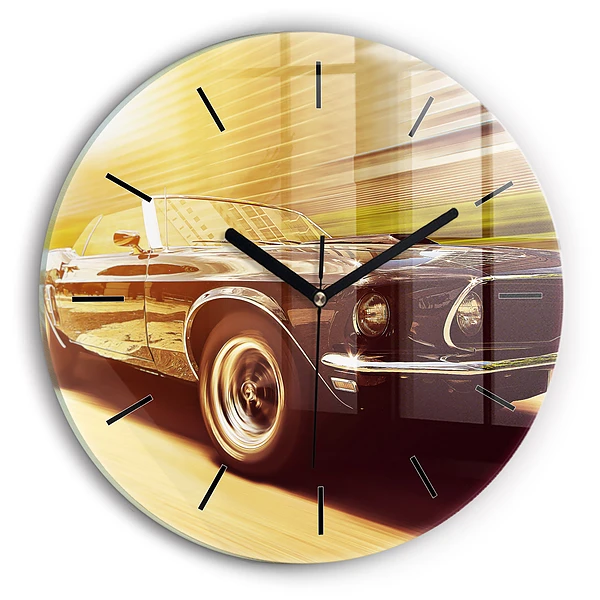 Wanduhr glas rund Klassisches altes Auto