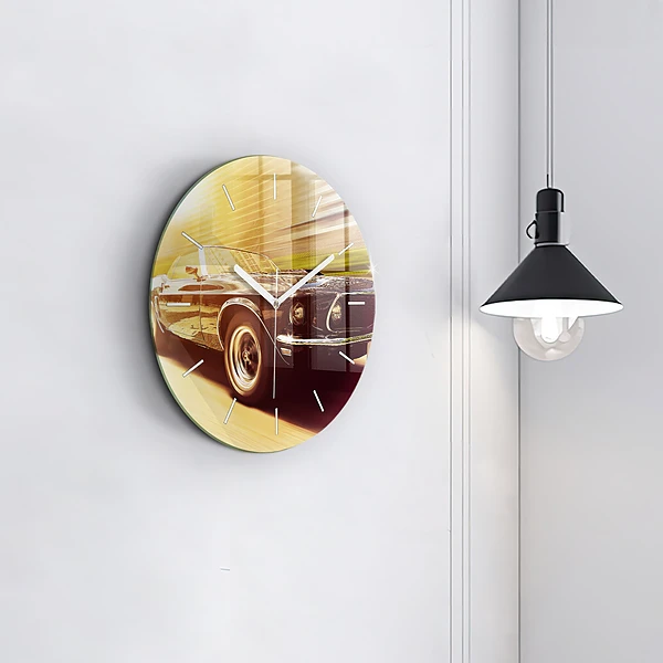 Wanduhr glas rund Klassisches altes Auto