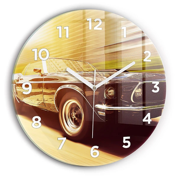 Wanduhr glas rund Klassisches altes Auto