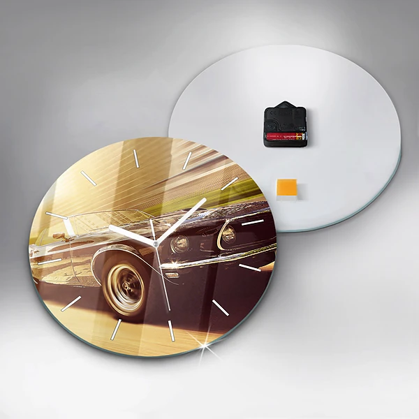 Wanduhr glas rund Klassisches altes Auto