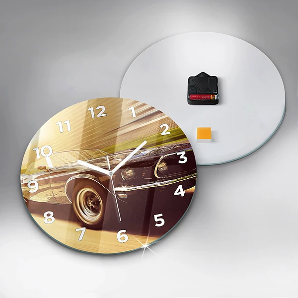 Wanduhr glas rund Klassisches altes Auto