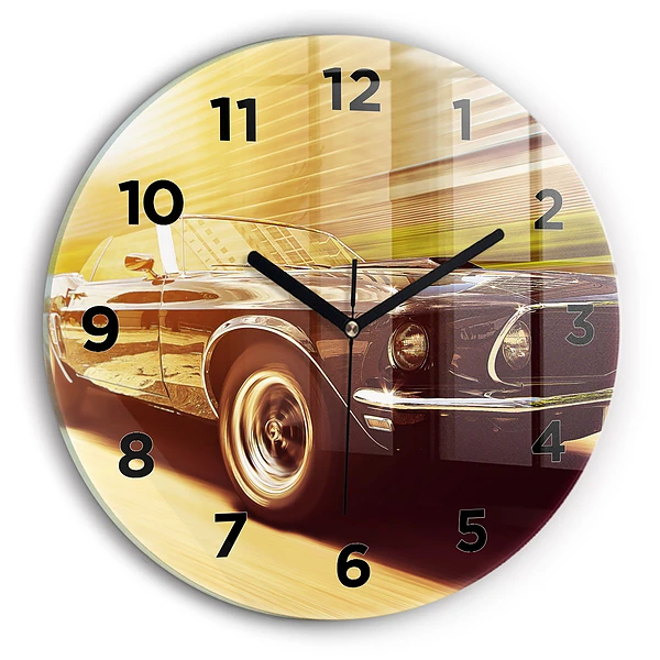 Wanduhr glas rund Klassisches altes Auto