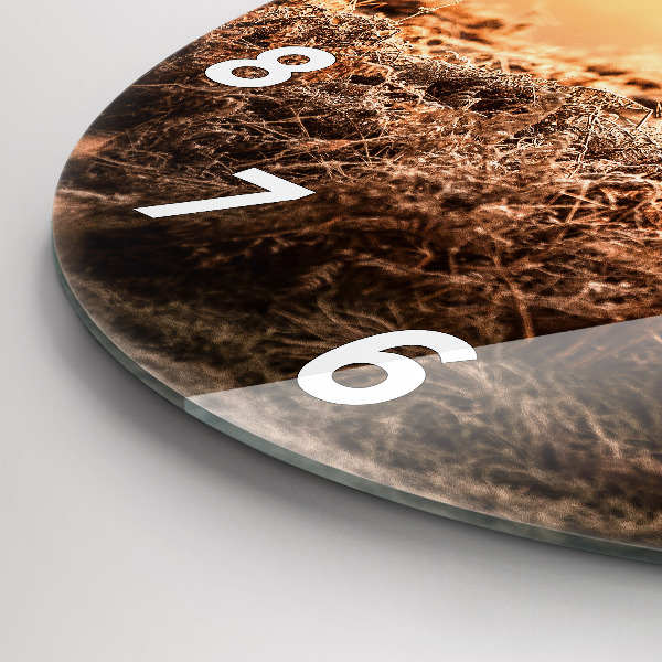 Wanduhr glas rund Hirsche bei Sonnenaufgang