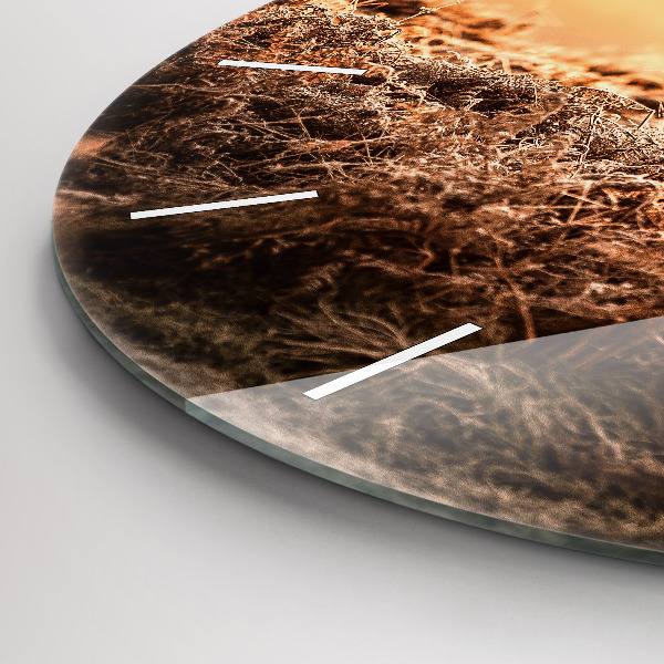Wanduhr glas rund Hirsche bei Sonnenaufgang