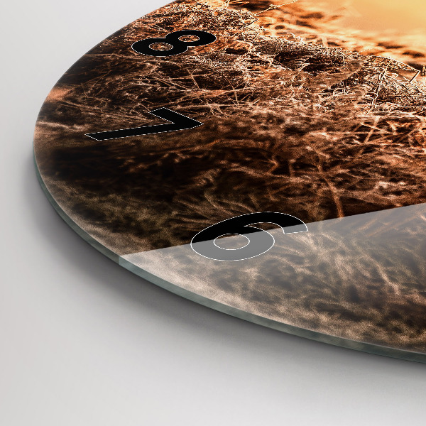 Wanduhr glas rund Hirsche bei Sonnenaufgang