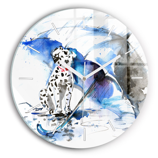 Wanduhr rund mit motiv Dalmatiner und Regenschirm