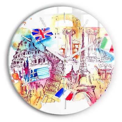 Wanduhr glas rund Attraktive Länder der Welt