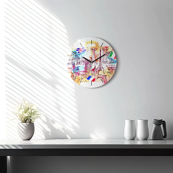 Wanduhr glas rund Attraktive Länder der Welt