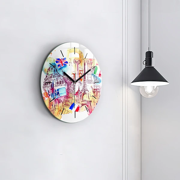 Wanduhr glas rund Attraktive Länder der Welt