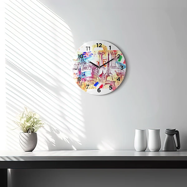 Wanduhr glas rund Attraktive Länder der Welt