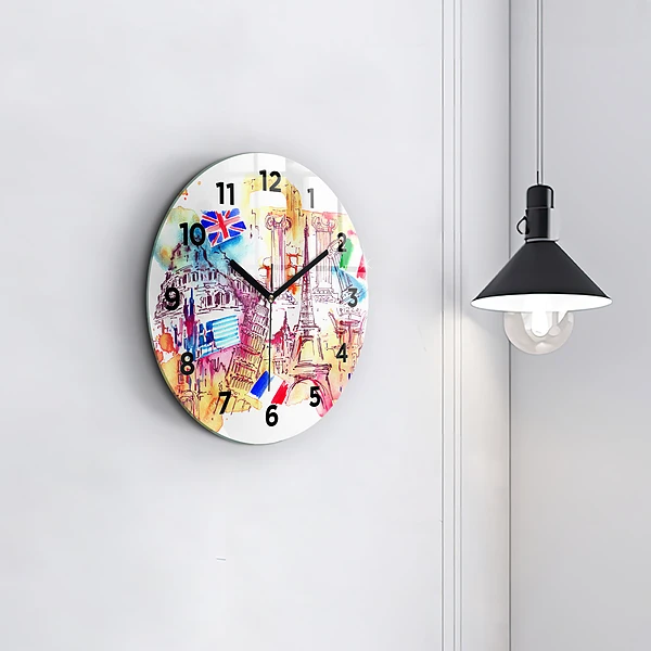 Wanduhr glas rund Attraktive Länder der Welt