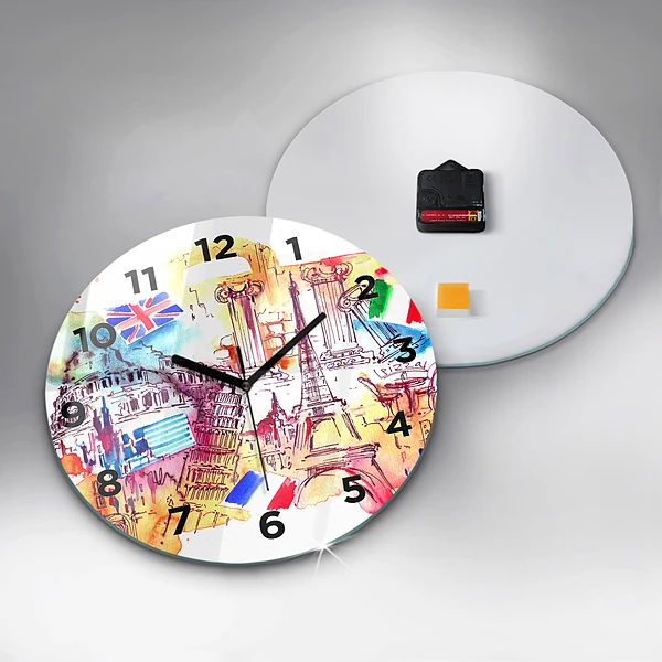 Wanduhr glas rund Attraktive Länder der Welt