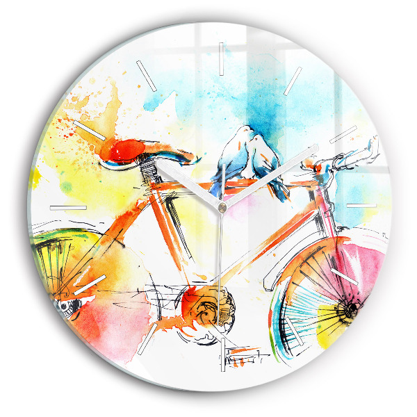Wanduhr rund mit motiv Bemaltes Fahrrad
