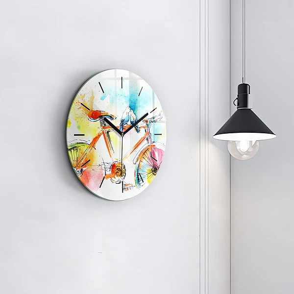 Wanduhr rund mit motiv Bemaltes Fahrrad