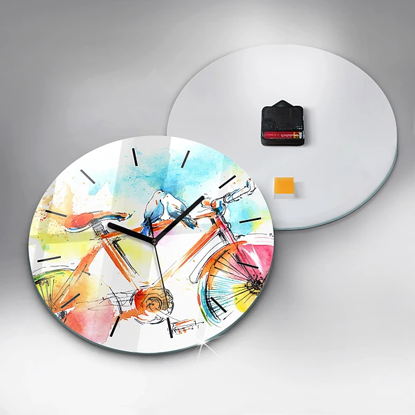 Wanduhr rund mit motiv Bemaltes Fahrrad