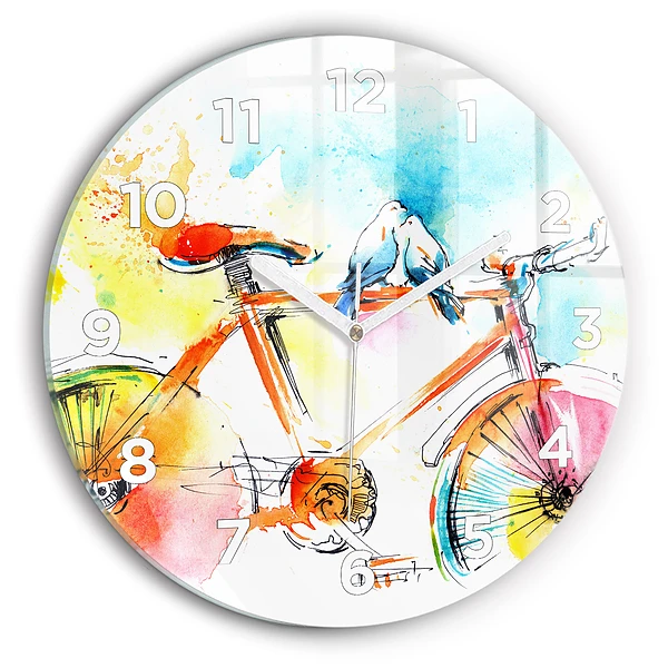 Wanduhr rund mit motiv Bemaltes Fahrrad