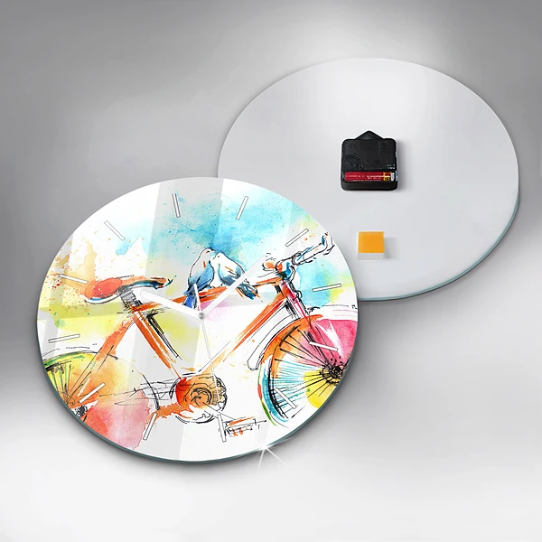 Wanduhr rund mit motiv Bemaltes Fahrrad