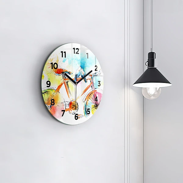 Wanduhr rund mit motiv Bemaltes Fahrrad