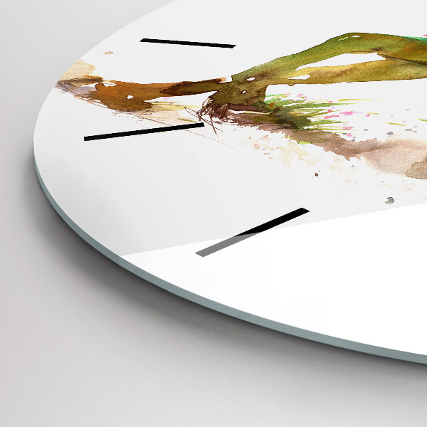 Wanduhr rund Bemalter Berg und Pferd