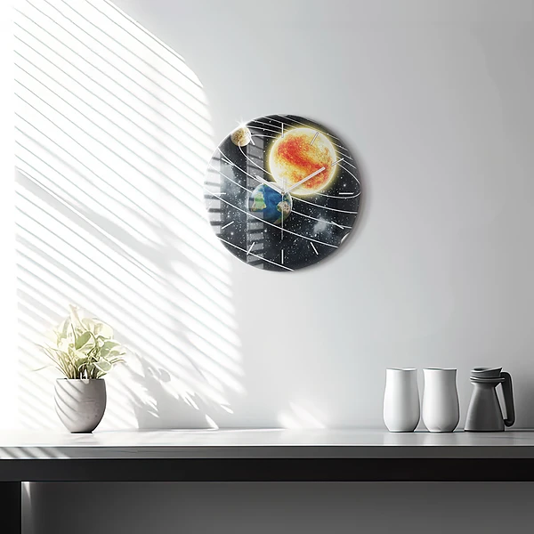 Wanduhr rund Sonnensystem