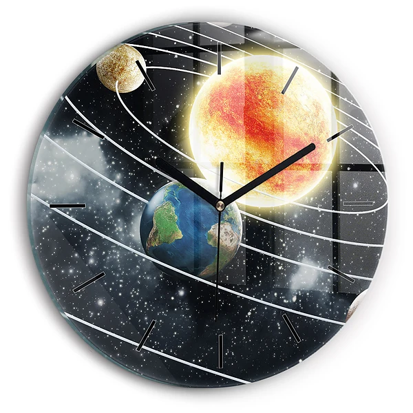 Wanduhr rund Sonnensystem