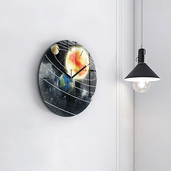Wanduhr rund Sonnensystem