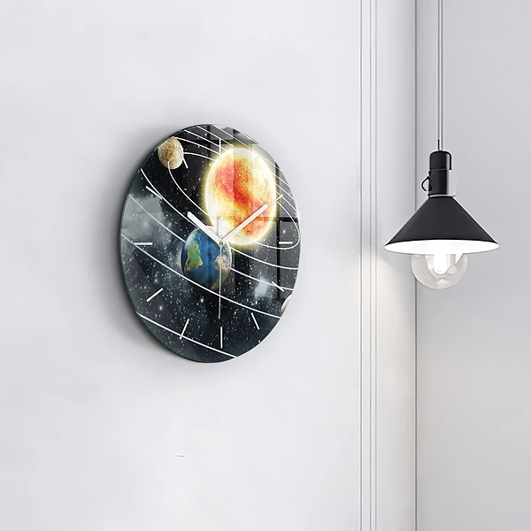 Wanduhr rund Sonnensystem