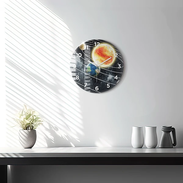 Wanduhr rund Sonnensystem