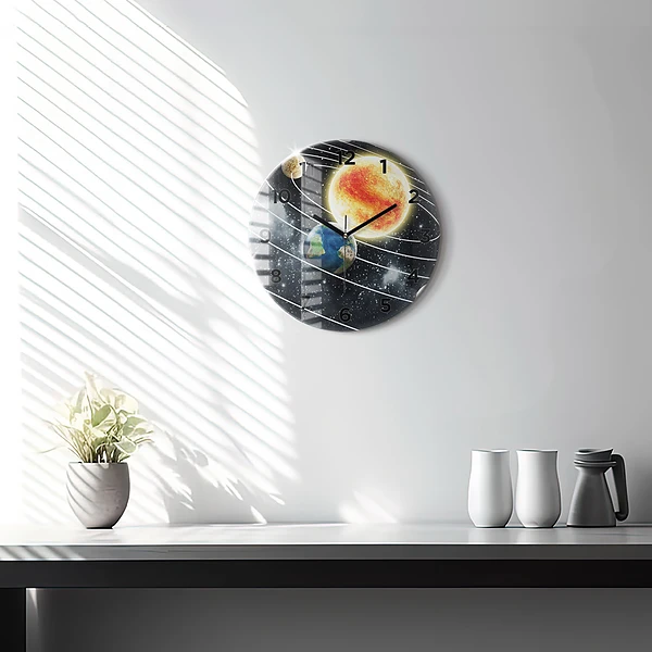 Wanduhr rund Sonnensystem