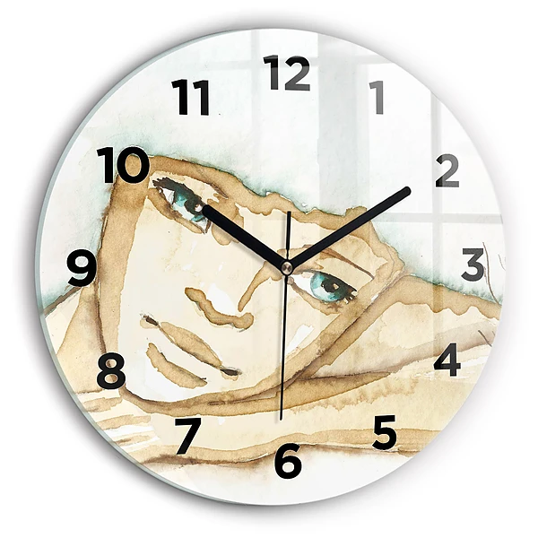 Wanduhr rund Porträt einer Frau