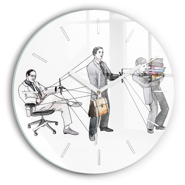 Wanduhr glas rund Marionettenmenschen
