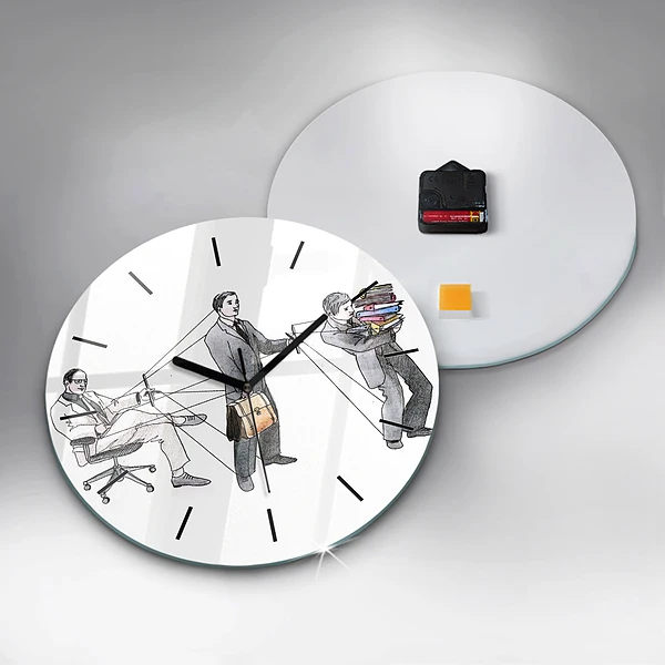 Wanduhr glas rund Marionettenmenschen