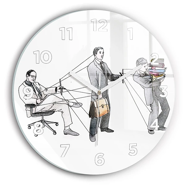 Wanduhr glas rund Marionettenmenschen