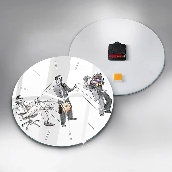 Wanduhr glas rund Marionettenmenschen