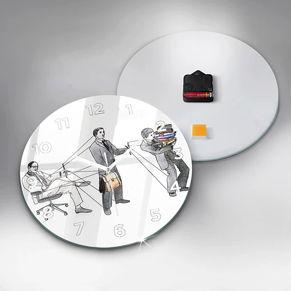 Wanduhr glas rund Marionettenmenschen