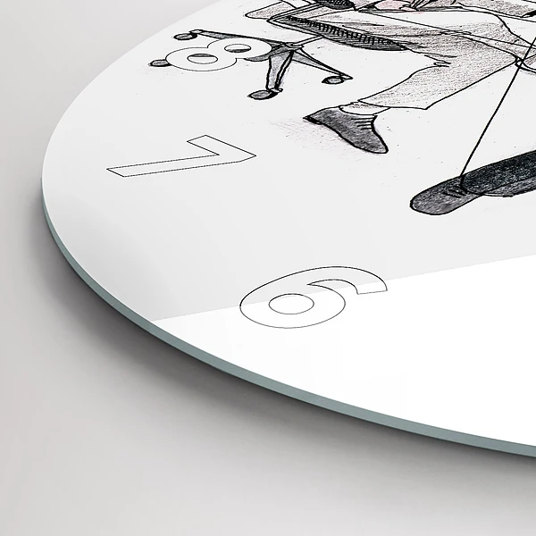 Wanduhr glas rund Marionettenmenschen