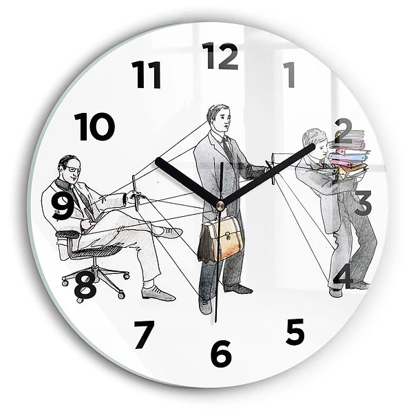 Wanduhr glas rund Marionettenmenschen