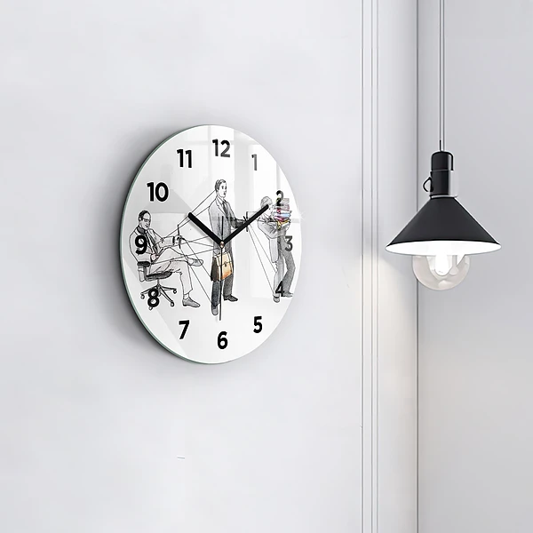 Wanduhr glas rund Marionettenmenschen