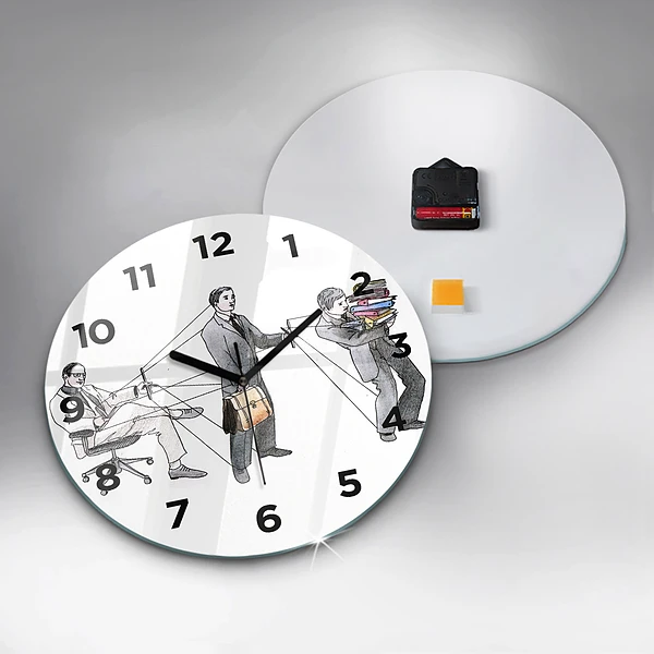 Wanduhr glas rund Marionettenmenschen