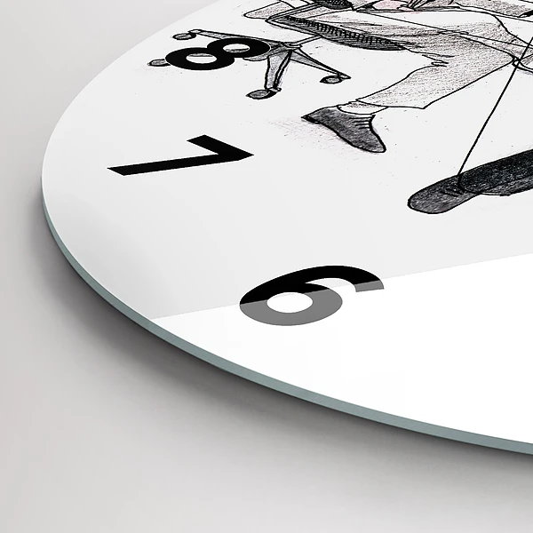 Wanduhr glas rund Marionettenmenschen